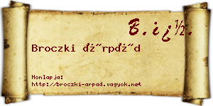Broczki Árpád névjegykártya